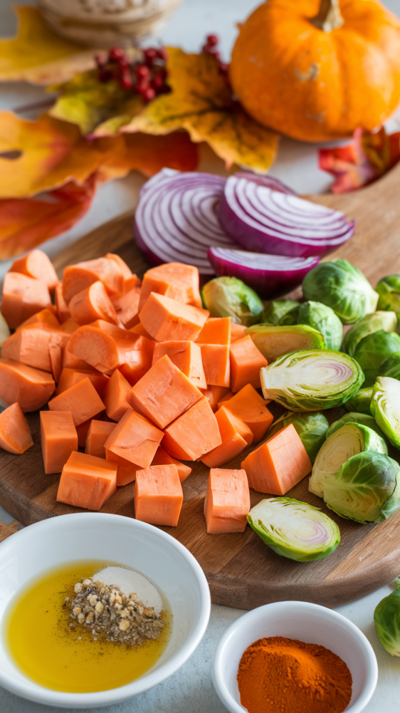 fall dinner recipes sheet pan healthy ingredients and elements