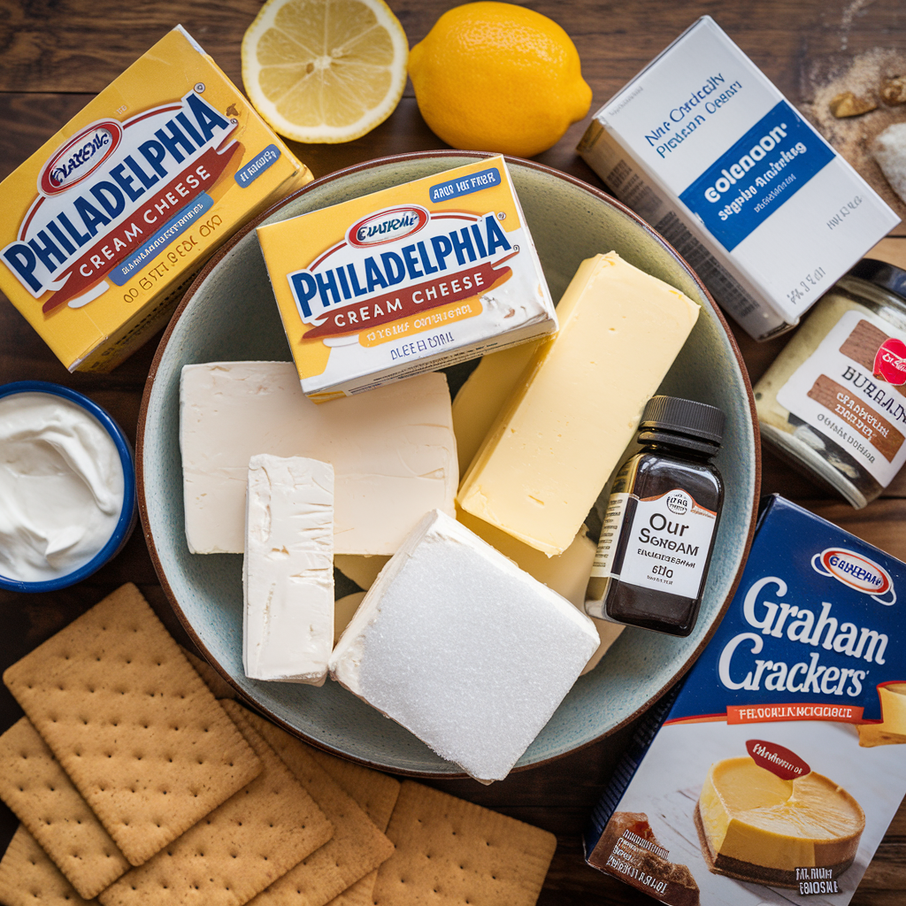 Ingredients for Cheesecake with Philadelphia Cream Cheese: