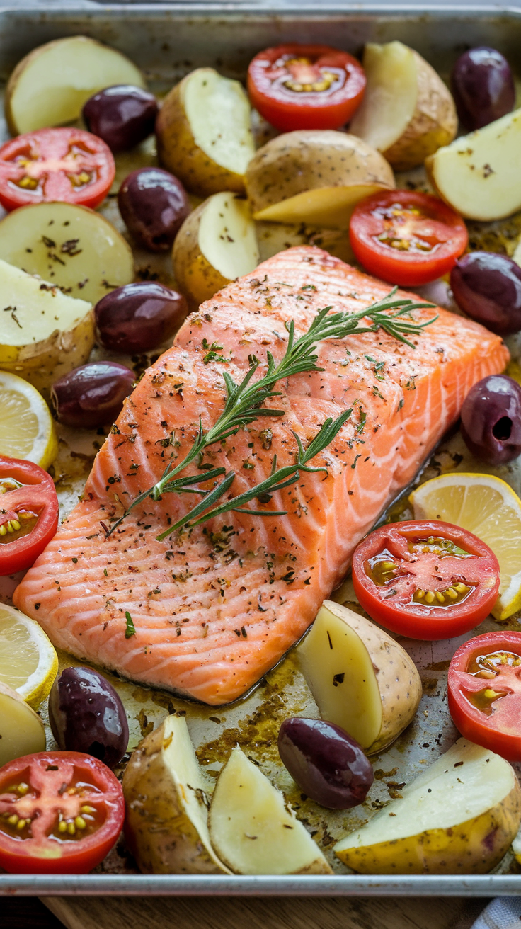 mediterranean diet recipes salmon sheet pan