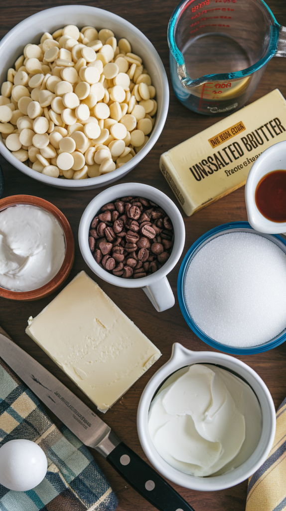 Ingredients for Cappuccino Fudge Cheesecake