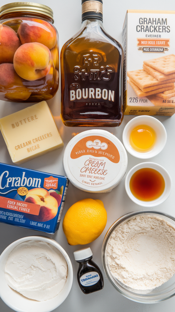 Bourbon Peach Streusel Cheesecake Recipe ingredients