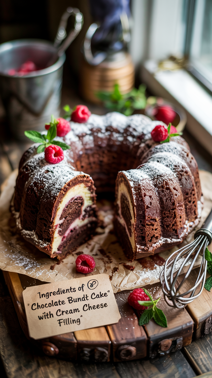 Chocolate Bundt Cake with Cream Cheese Filling