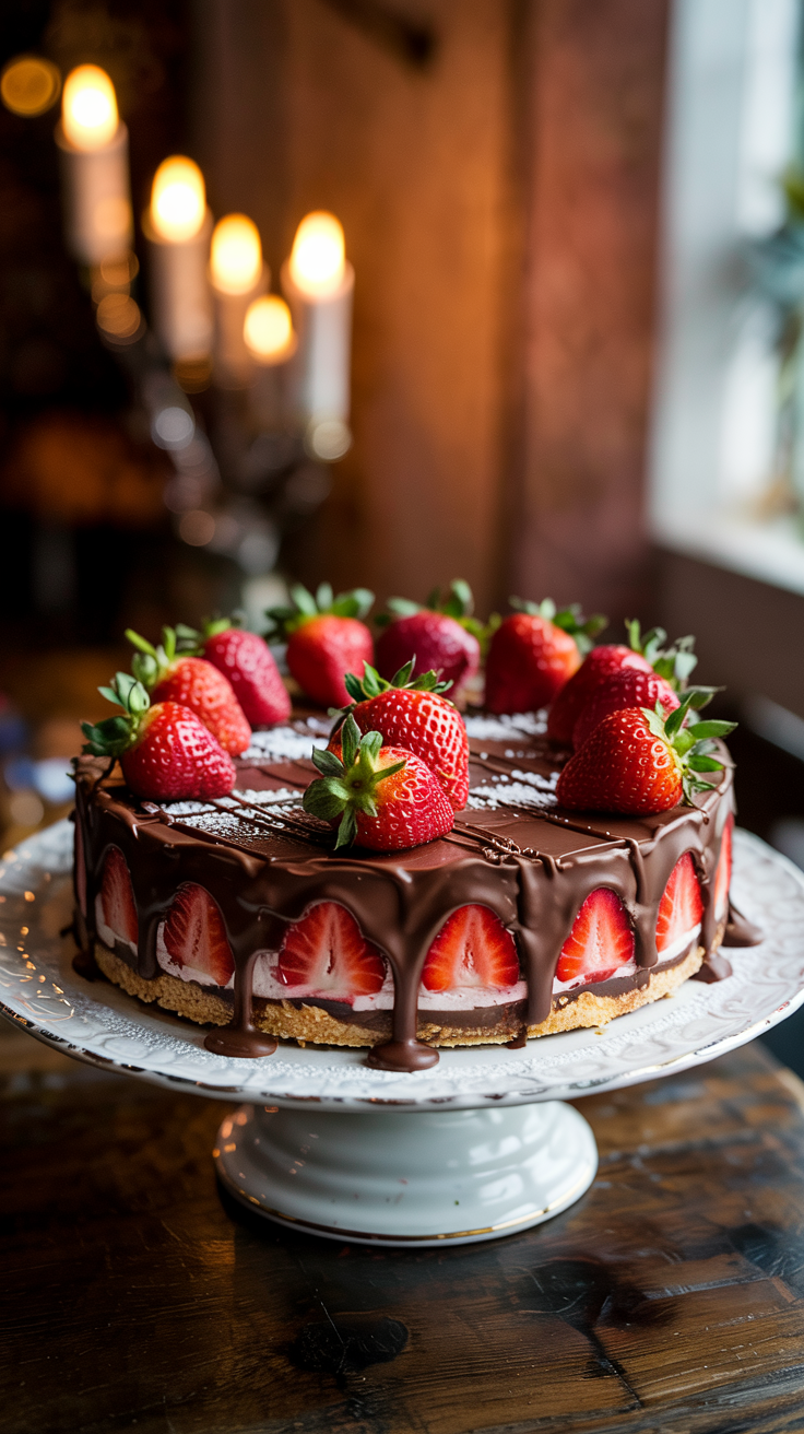 Chocolate Covered Strawberry Cheesecake
