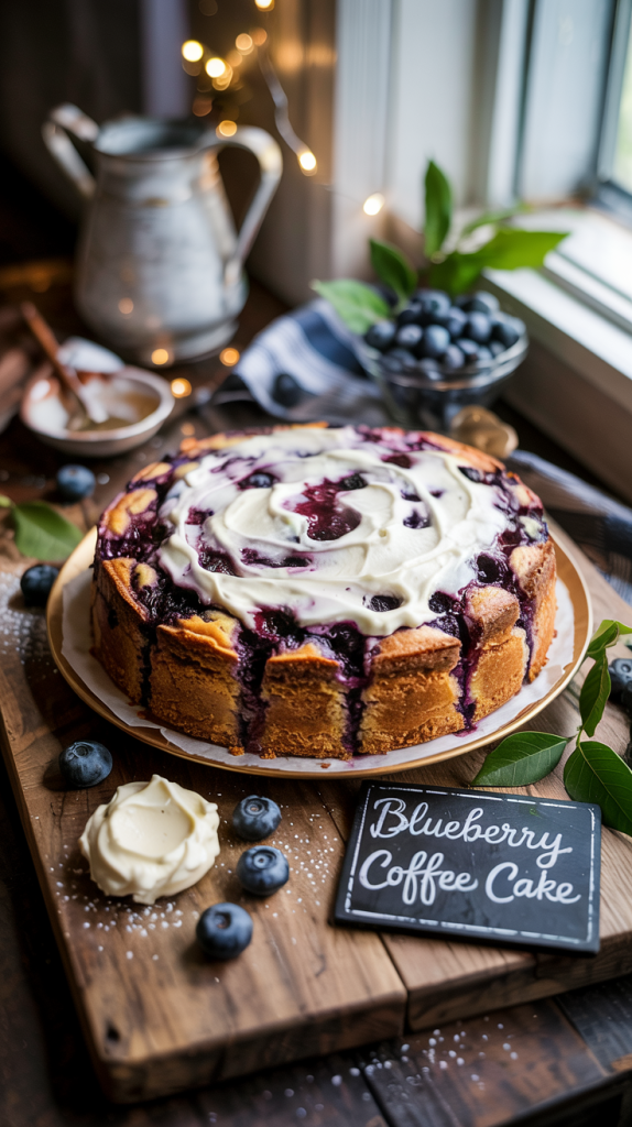 Preparation Steps Of Blueberry Coffee Cake with Cream Cheese