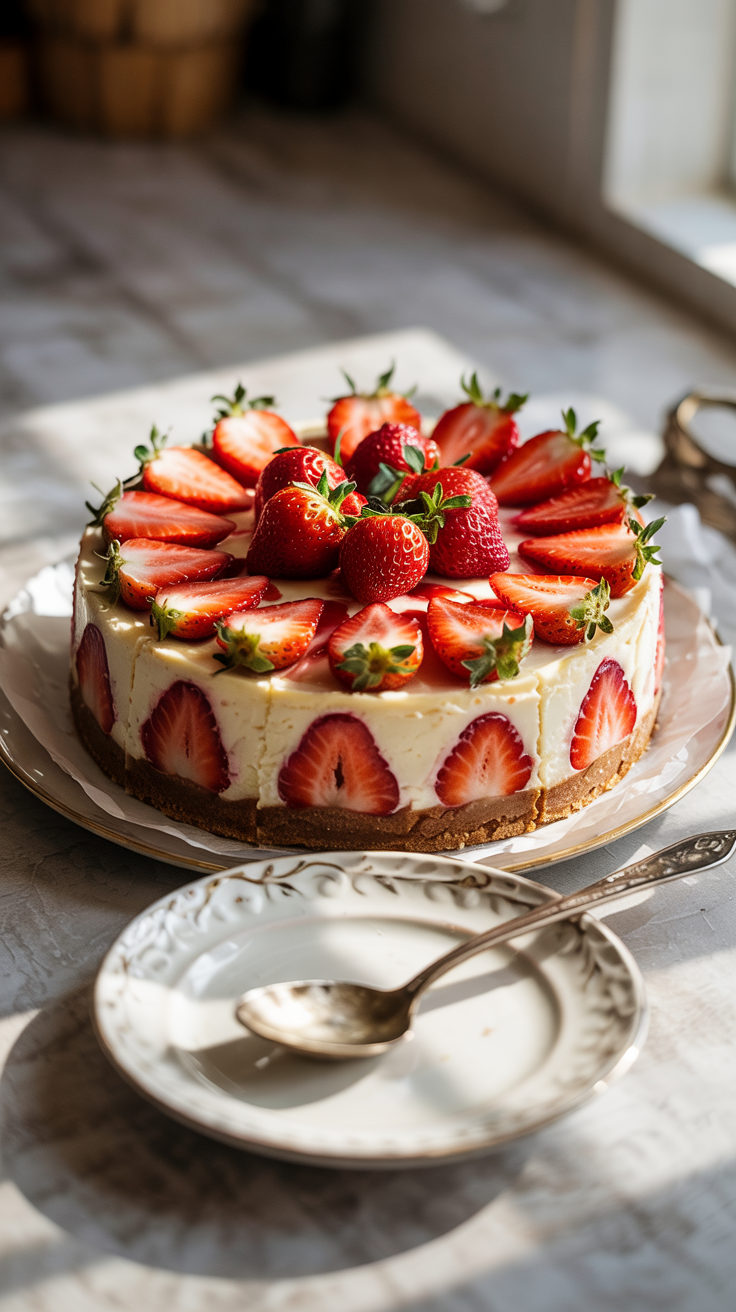 Cheesecake With Strawberry Topping