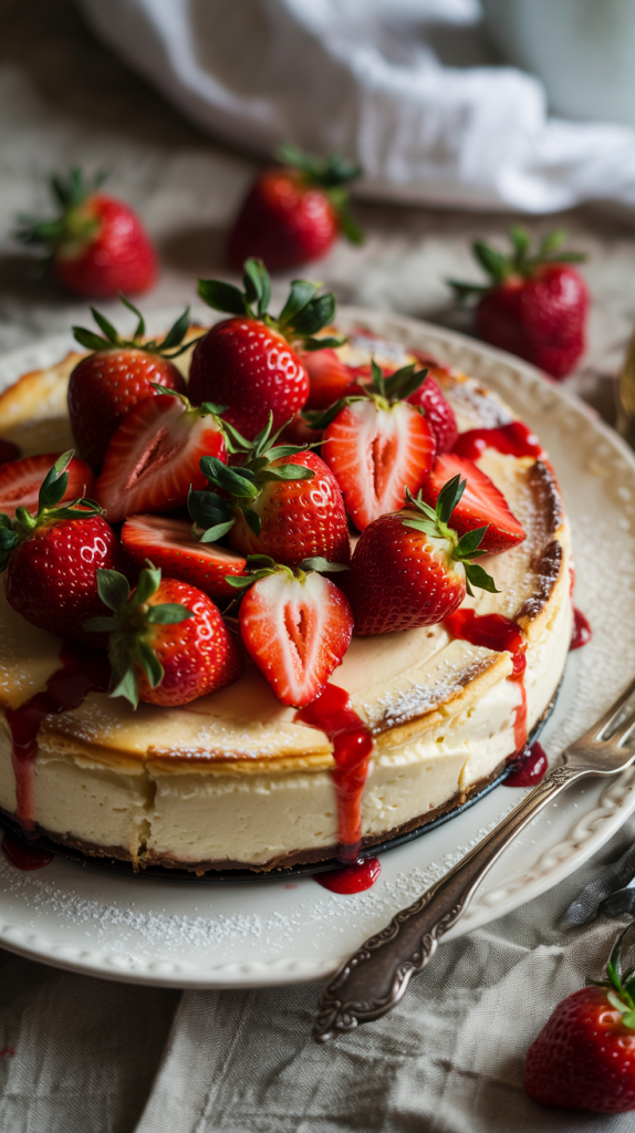 Cheesecake with Strawberry Topping