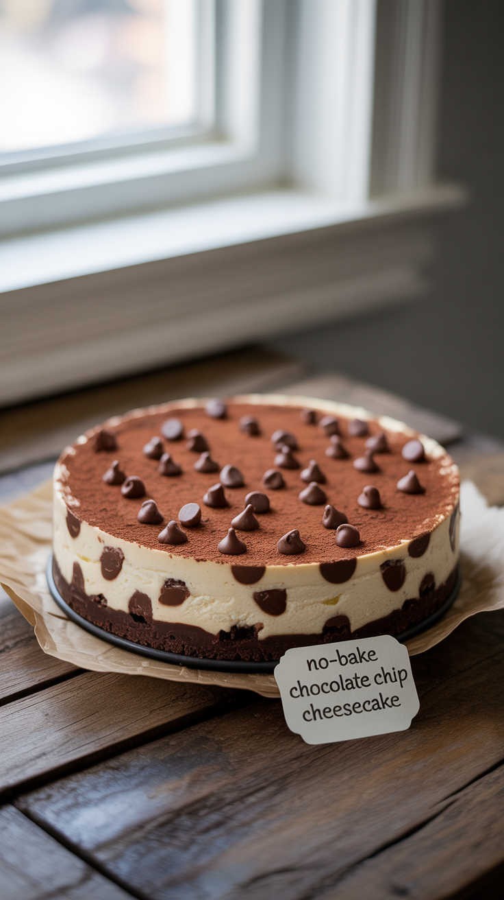 No-Bake Chocolate Chip Cheesecake