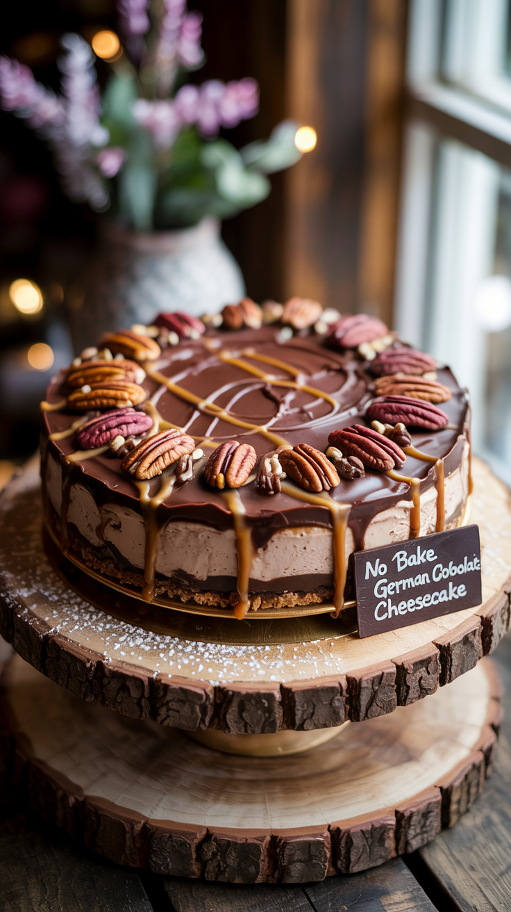 No Bake German Chocolate Cheesecake