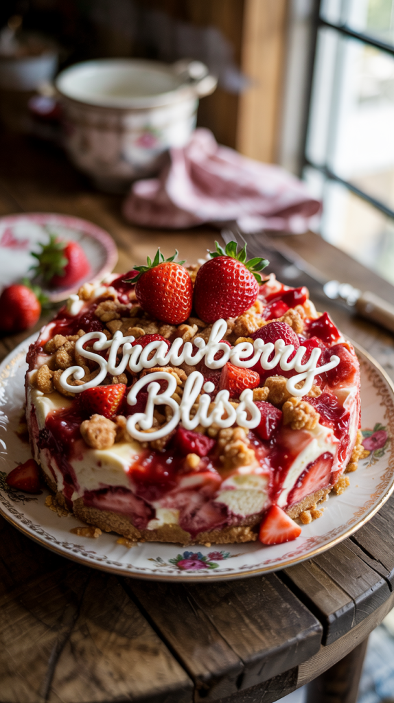 Strawberry cheese cake dump cake