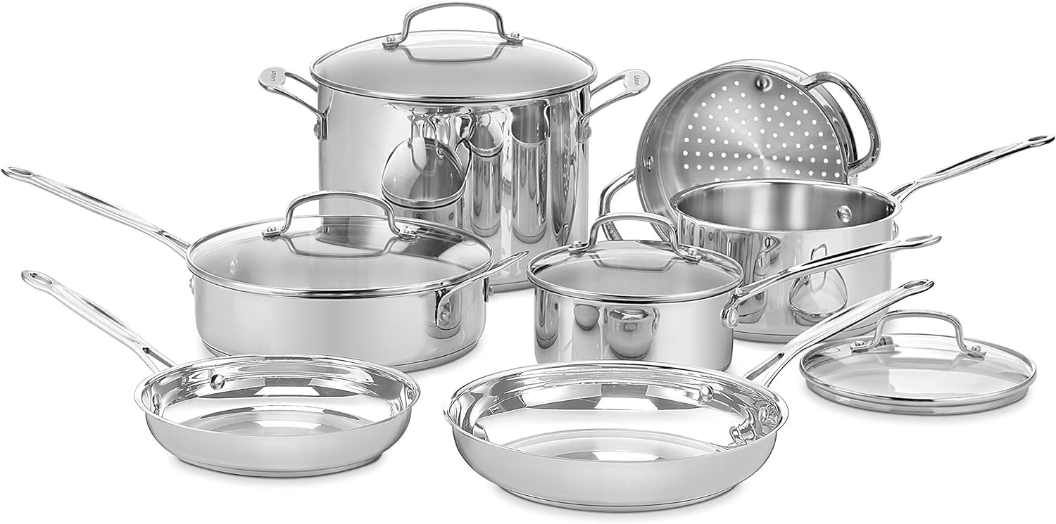 Cuisinart Chef's Classic 11-Piece Stainless Steel Cookware Set, Durabl