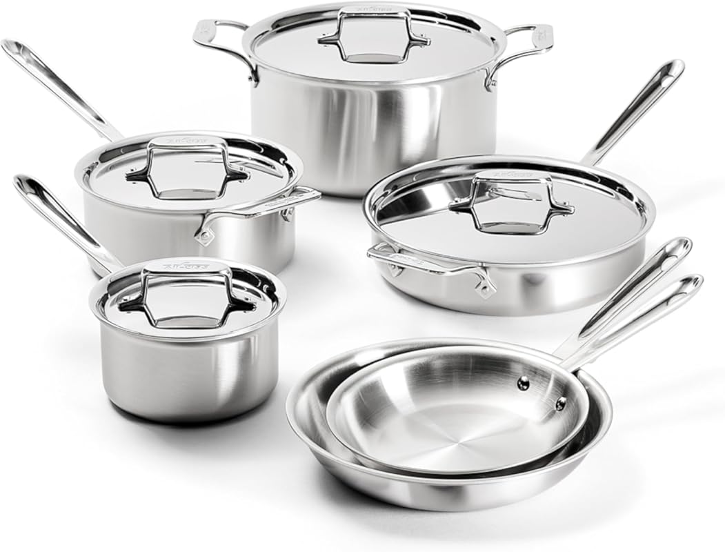 All-Clad D5 Brushed 10-Piece 5-Ply Stainless Steel Cookware Set