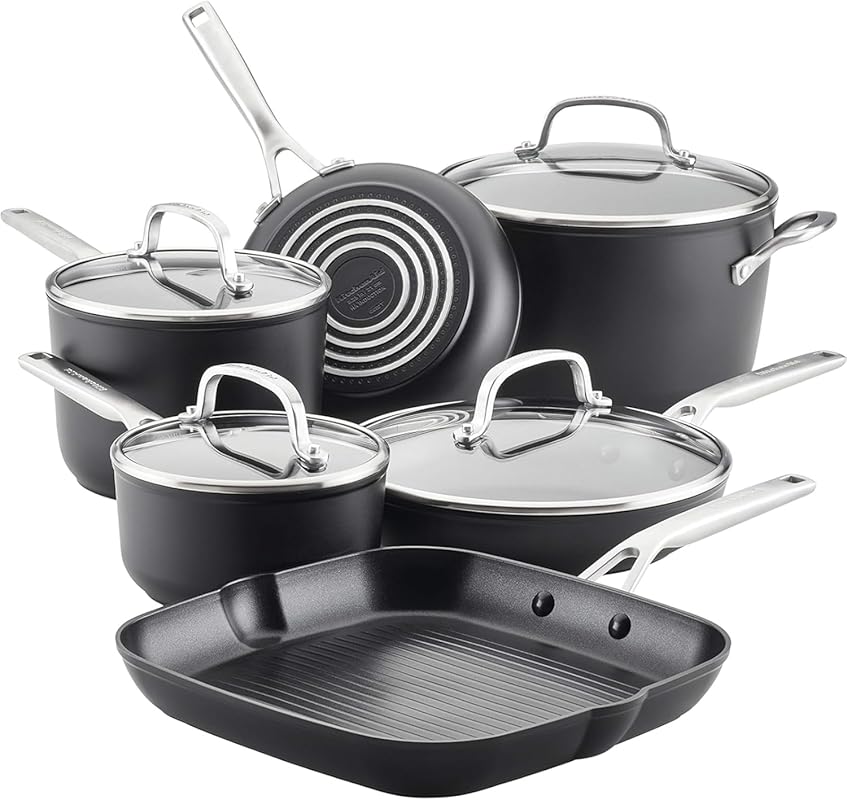 KitchenAid 10-Piece Hard Anodized Nonstick Induction Cookware Set in M