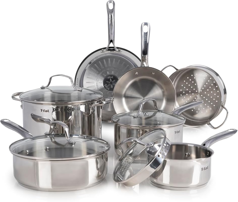 T-fal 11-Piece Stainless Steel Induction Cookware Set, Oven Safe to 50