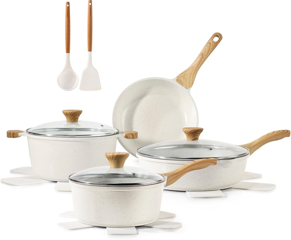 SENSARTE Nonstick Ceramic 13-Piece Cookware Set, Healthy Non-Toxic Pot