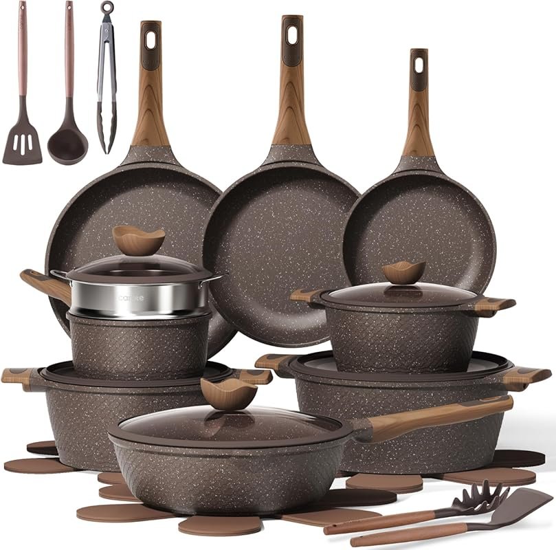 CAROTE 26-Piece Nonstick Pots and Pans Cookware Set, Induction Ready,