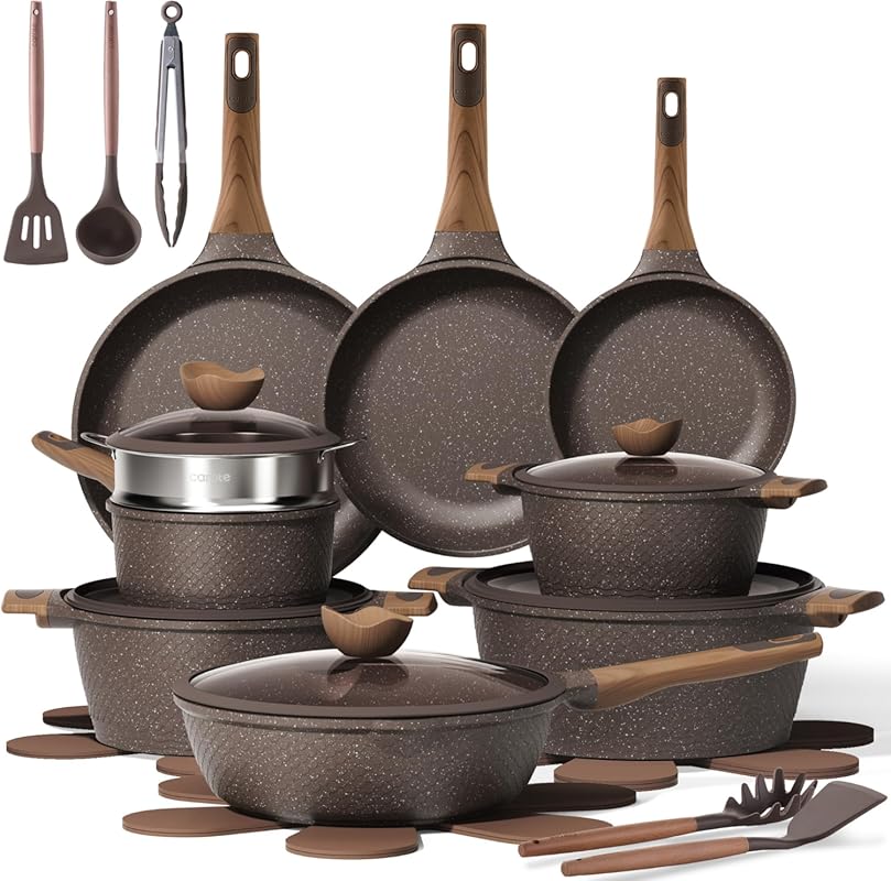CAROTE 26-Piece Nonstick Pots and Pans Set, PFOA-Free, Induction Compa